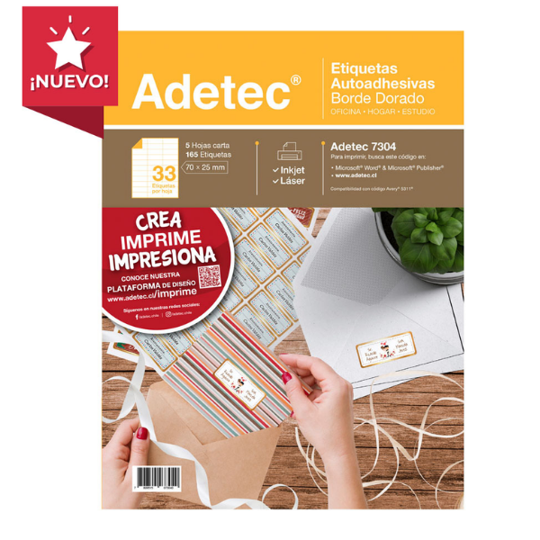 Papel Autoadhesivo Tamaño Carta 25 Hojas Adetec