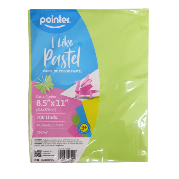 PAPEL COLOR CARTA PB-4 100 POINTER - Embalados
